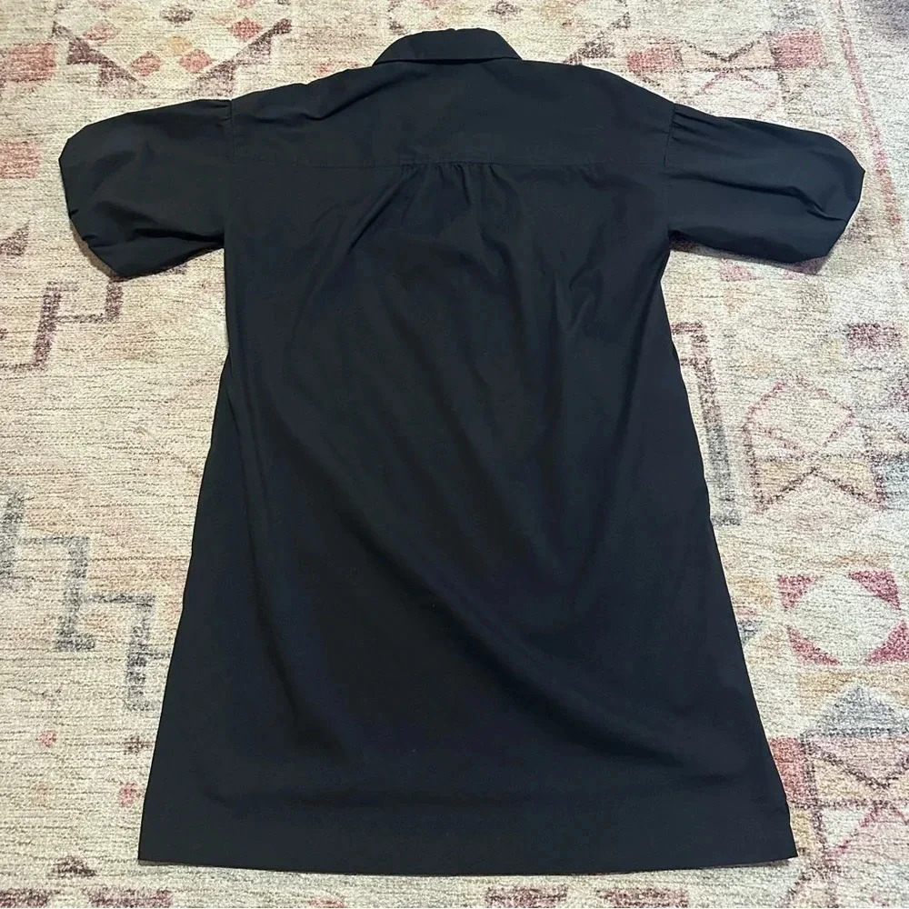 Lafayette 148 New York Black short sleeve dress size small puff sleeve buttons - Picture 6 of 6